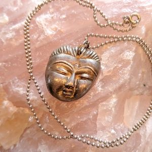 Handmade silver Quan Yin Buddha pendant necklace